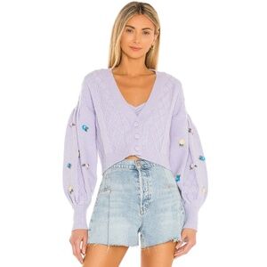 NWT For Love And Lemons Floral Sutton Cardi Lavender Medium